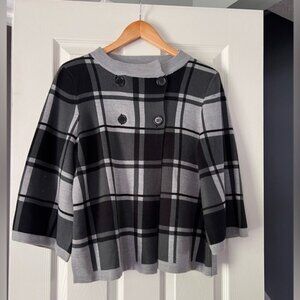 Luxe by Mercer Street Studio Women’s Plaid Poncho Cape Sweater Jacket Size M Bla